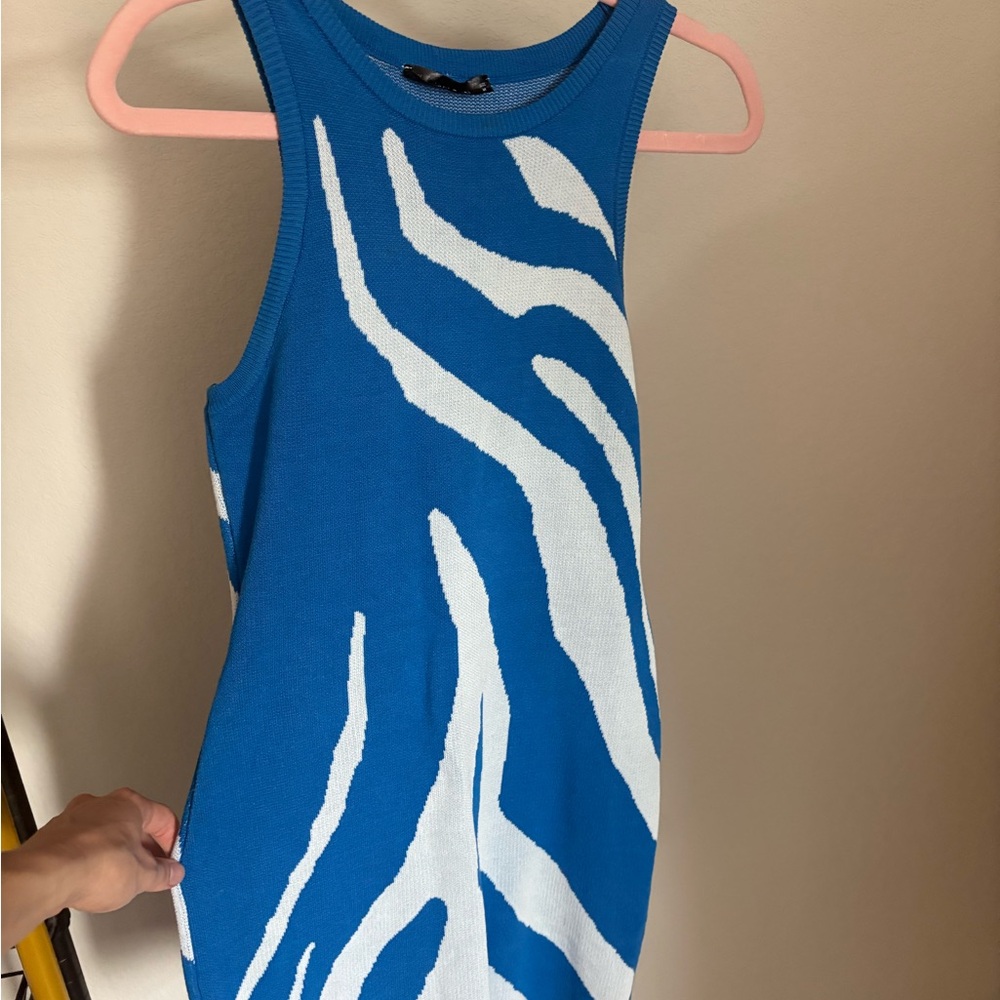Blue and White Zebra Print mini dress